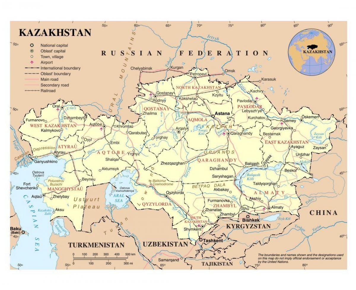 мапа на Казахстан аеродроми