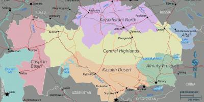 Мапа на Казахстан региони