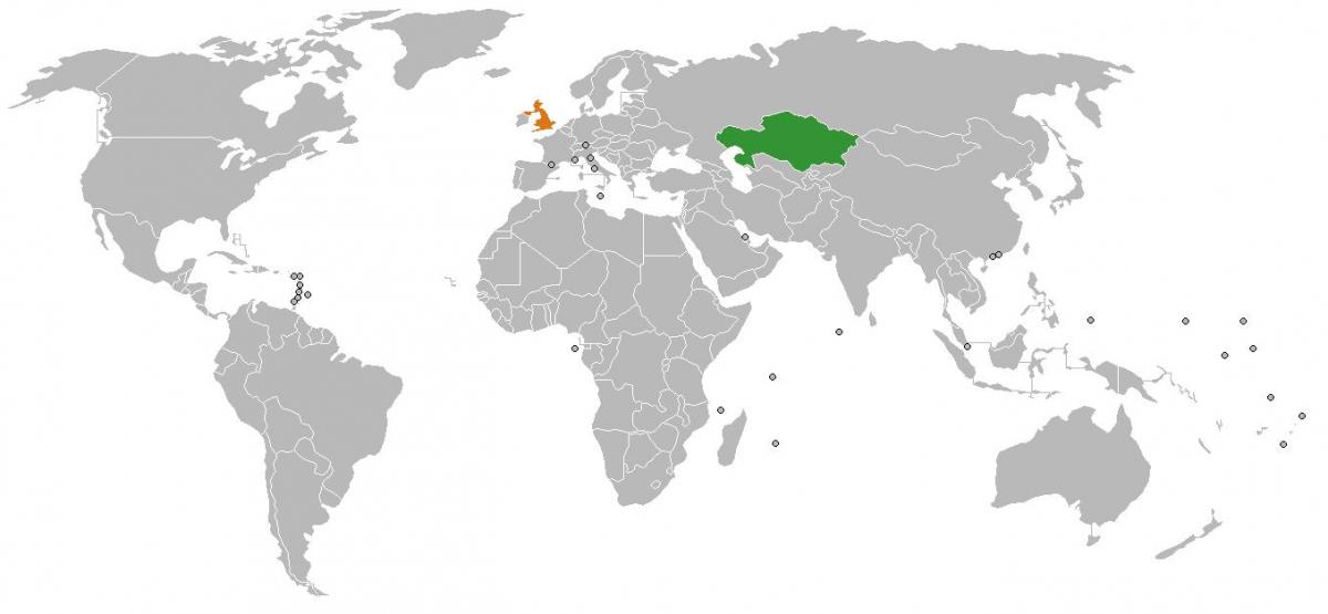 Казахстан, локацијата на мапата на светот