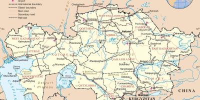 Мапа на Казахстан политички